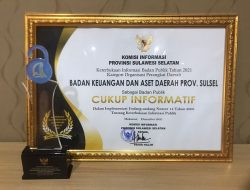 BKAD Sulsel Raih Penghargaan Keterbukaan Informasi Publik Tahun 2021, Peringkat Pertama dari 8 OPD